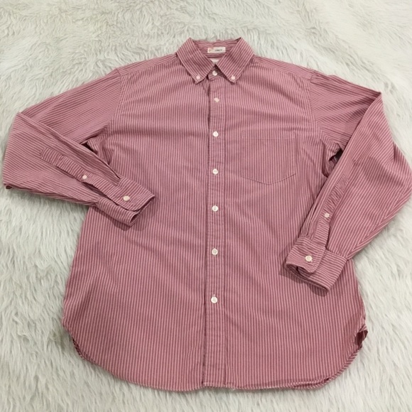 Fossil men’s red white striped classic fit button down shirt size small - Picture 2 of 5